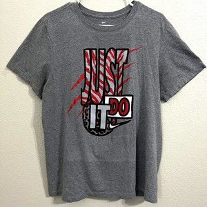 The Nike Tee Mens Shirt Size Large Graphic Short Sleeve Gray Just Do It